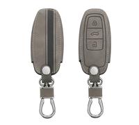 kwmobile Car Key Cover Compatible with Audi A6 A7 A8 Q7 Q8 3 Button Car Key Keyless Go - Synthetic Nubuck Leather Fob Cover - Rally Stripe Grey