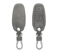 kwmobile Car Key Cover Compatible with Audi A6 A7 A8 Q7 Q8 3 Button Car Key Keyless Go - Synthetic Nubuck Leather Fob Cover - Grey