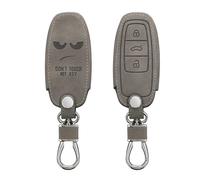 kwmobile Car Key Cover Compatible with Audi A6 A7 A8 Q7 Q8 3 Button Car Key Keyless Go - Synthetic Nubuck Leather Fob Cover - Don't Touch My Key Grey