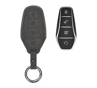 kwmobile Car Key Cover Compatible with BYD Atto 3 / Sealion/Han/Tang/Dolphin/Seal Case - Matte PU Leather Car Key Case with Keyring - Keyfob Cover - Dark Grey