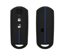 kwmobile Car Key Cover Compatible with Mazda 2 Button Car Key Keyless Go Key Cover - Silicone Protective Car Key Fob Case - Black/Blue