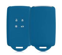 kwmobile Car Key Cover Compatible with Renault 4 Button Car Key Smart Key (only Keyless Go) - Silicone Protective Key Fob Cover with Built-in Eyelet - Blue Reef