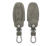 kwmobile Car Key Cover Compatible with Tesla Model Y/Model 3 - Synthetic Nubuck Leather Fob Cover - Grey
