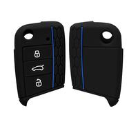 kwmobile Car Key Cover Compatible with VW Golf 7 MK7 3 Button Car Key Key Cover - Silicone Protective Car Key Fob Case - Black/Blue