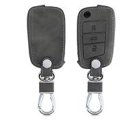kwmobile Car Key Cover Compatible with VW Golf 7 MK7 3 Button Car Key - Synthetic Nubuck Leather Fob Cover - Dark Grey