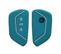kwmobile Car Key Cover Compatible with VW Golf 8 3 Button Car Key Key Cover - Silicone Protective Car Key Fob Case - Petrol/White