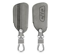 kwmobile Car Key Cover Compatible with VW Golf 8 3 Button Car Key - Synthetic Nubuck Leather Fob Cover - Rally Stripe Grey
