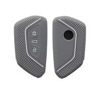 kwmobile Car Key Cover - Compatible with VW Golf 8, ID.3, ID.4 & More - Silicone Protective Case - Light Grey/White