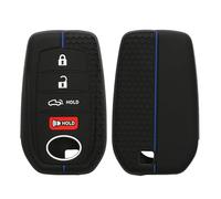 kwmobile Car Key Cover for Toyota Venza Highlander Tundra Corolla 2019-2024 Cover - Protective Key Fob Case - Soft Anti-Slip Shell - Scratch Resistant - Black / Blue
