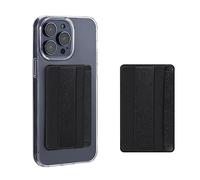 kwmobile Card Holder for Smartphones (Set of 2) - Stick On Wallet for Back of Phone or Case with Hand Strap - Black