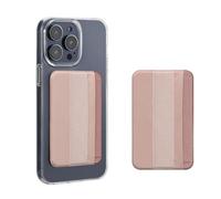 kwmobile Card Holder for Smartphones (Set of 2) - Stick On Wallet for Back of Phone or Case with Hand Strap - Metallic Rose Gold
