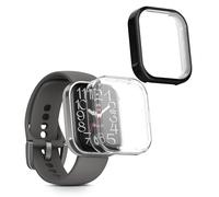 kwmobile Case Compatible with 22mm Amazfit Bip 6 / Bip 5 Unity/Bip 5 / GTS 3 / Balance 2 / Helio Strap Case - 2x TPU Silicone Fitness Tracker Cover - Transparent/Black