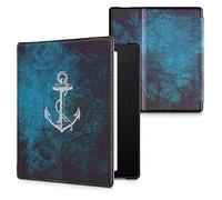 kwmobile Case Compatible with Amazon Kindle Oasis 10. Generation Case - eReader Cover - Anchor Map White/Blue