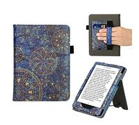kwmobile Case Compatible with Amazon Kindle Paperwhite 11 Generation 2021 Case - Cover for Kindle Paperwhite Case w/Stand Strap Golden Mandalas Yellow/Dark Blue