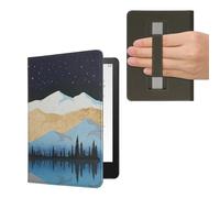 kwmobile Case Compatible with Amazon Kindle Paperwhite 11 Generation 2021 Case - PU Cover for Kindle Paperwhite Case w/Strap - Starry Night Lake White/Light Brown/Dark Blue