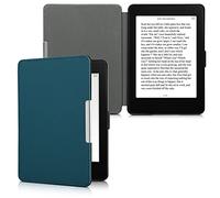 kwmobile Case Compatible with Amazon Kindle Paperwhite - Nylon Protective e-Reader Cover Folio Book Style Case - Petrol