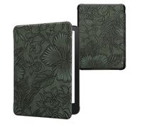 kwmobile Case Compatible with Amazon Kindle Paperwhite (2024)/Colorsoft Case - eReader Cover - Embossing Flowers Green