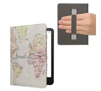 kwmobile Case Compatible with Amazon Kindle Paperwhite (2024)/Colorsoft Case - PU Cover w/Strap - Travel Black/Multicolor