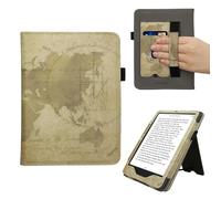 kwmobile Case Compatible with Amazon Kindle Paperwhite (2024)/Colorsoft - Case PU Leather Cover with Magnet Closure, Stand, Strap, Card Slot - Travel Vintage Brown/Light Brown