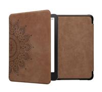 kwmobile Case Compatible with Amazon Kindle Paperwhite (2024)/Colorsoft - Faux Suede Cover - Rising Sun Brown