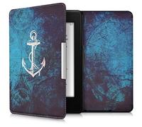 kwmobile Case Compatible with Amazon Kindle Paperwhite Case - eReader Cover - Anchor Map White/Blue