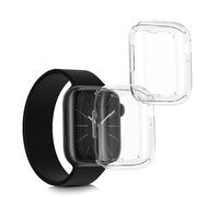 kwmobile Case Compatible with Apple 45mm Watch 9 / Watch 8 / Watch 7 (45mm) Case - 2x TPU Silicone Fitness Tracker Cover - Transparent