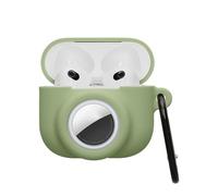 kwmobile Case Compatible with Apple AirPods 3 - Silicone Cover Compatible with AirTag - Storage with Carabiner - Matcha Green