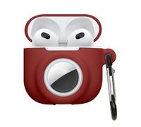 kwmobile Case Compatible with Apple Airpods 4 - Silicone Cover Compatible with AirTag - Storage with Carabiner - Bordeaux