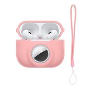kwmobile Case Compatible with Apple Airpods Pro 2 - Silicone Cover Compatible with AirTag - Storage with Carabiner - Dusty Pink