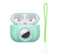 kwmobile Case Compatible with Apple Airpods Pro 2 - Silicone Cover Compatible with AirTag - Storage with Carabiner - Mint