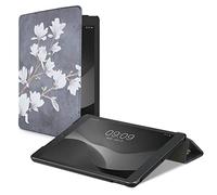 kwmobile Case Compatible with Apple iPad 10.2 (2019/2020/2021-7./8./9. Gen) - PU Leather Smart Cover Tablet Case with Stand - Magnolias Taupe/White/Dark Grey