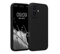 kwmobile Case Compatible with Apple iPhone 16 Case - Slim TPU Silicone Phone Cover - Soft Touch Finish - Black