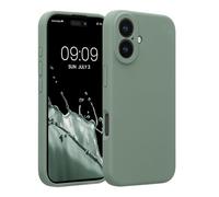 kwmobile Case Compatible with Apple iPhone 16 Case - Slim TPU Silicone Phone Cover - Soft Touch Finish - Gray Green