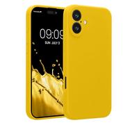 kwmobile Case Compatible with Apple iPhone 16 Plus Case - Slim TPU Silicone Phone Cover - Soft Touch Finish - Radiant Yellow