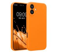 kwmobile Case Compatible with Apple iPhone 16 Plus Case - Slim TPU Silicone Phone Cover - Soft Touch Finish - Fruity Orange