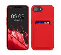 kwmobile Case Compatible with Apple iPhone 17e / iPhone 16e Case - TPU Phone Cover with Credit Card Holder - Red