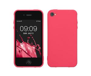 kwmobile Case Compatible with Apple iPhone 4 / 4S Case - Soft Slim Protective TPU Silicone Cover - Neon Pink