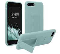 kwmobile Case Compatible with Apple iPhone 7 Plus/iPhone 8 Plus - Case with Hand Strap and Stand Soft TPU Silicone Coating - Mint