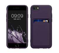 kwmobile Case Compatible with Apple iPhone SE (2022) / iPhone SE (2020) / iPhone 8 / iPhone 7 Case - TPU Phone Cover with Credit Card Holder - Baltic Blue