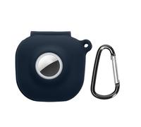 kwmobile Case Compatible with Beats Fit Pro - Silicone Cover Compatible with AirTag - Storage with Carabiner - Dark Blue