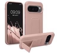 kwmobile Case Compatible with Google Pixel 10 / Pixel 10 Pro - Case with Hand Strap and Stand Soft TPU Silicone Coating - Dusty Pink