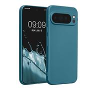kwmobile Case Compatible with Google Pixel 10 Pro XL Case - Soft TPU Back Phone Cover - with Metallic Look - Metallic Caribbean Blue