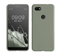 kwmobile Case Compatible with Google Pixel 3a XL Case - Soft Slim Protective TPU Silicone Cover - Gray Green