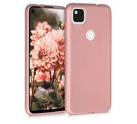 kwmobile Case Compatible with Google Pixel 4a Case - Soft Slim Metallic TPU Silicone Cover - Metallic Rose Gold