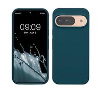 kwmobile Case Compatible with Google Pixel 9 Case - Soft Cover Compatible with Google Pixel 9 Pro Cover - Wireless Charging Teal Matte