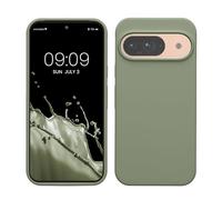 kwmobile Case Compatible with Google Pixel 9 Case - Soft Cover Compatible with Google Pixel 9 Pro Cover - Wireless Charging Gray Green