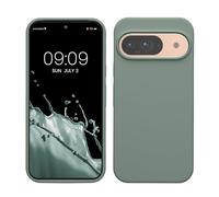 kwmobile Case Compatible with Google Pixel 9 Case - Soft Cover Compatible with Google Pixel 9 Pro Cover - Wireless Charging Rainwashed Green