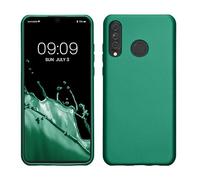 kwmobile Case Compatible with Huawei P30 Lite Case - Soft Slim Metallic TPU Silicone Cover - Dark Metallic Green