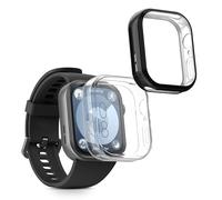 kwmobile Case Compatible with Huawei Watch Fit 3 Case - 2x TPU Silicone Fitness Tracker Cover - Transparent/Black