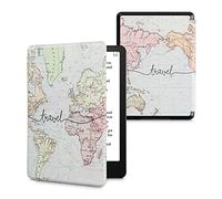 kwmobile Case Compatible with Kindle Paperwhite 11th Gen 2021 - PU Cover w/Strap - Travel Black/Multicolor